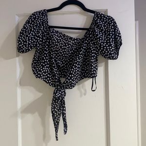 Tie Front Floral Crop